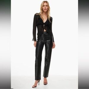 Aritzia Wilfred Melina High Rise Straight Leg Vegan Leather Pants-Black- Size 4